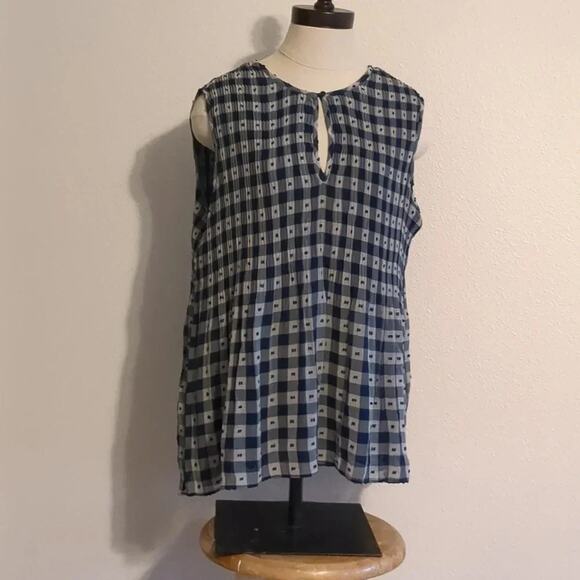 Max Studio checkered plaid tank top blouse size Large - Picture 1 of 5